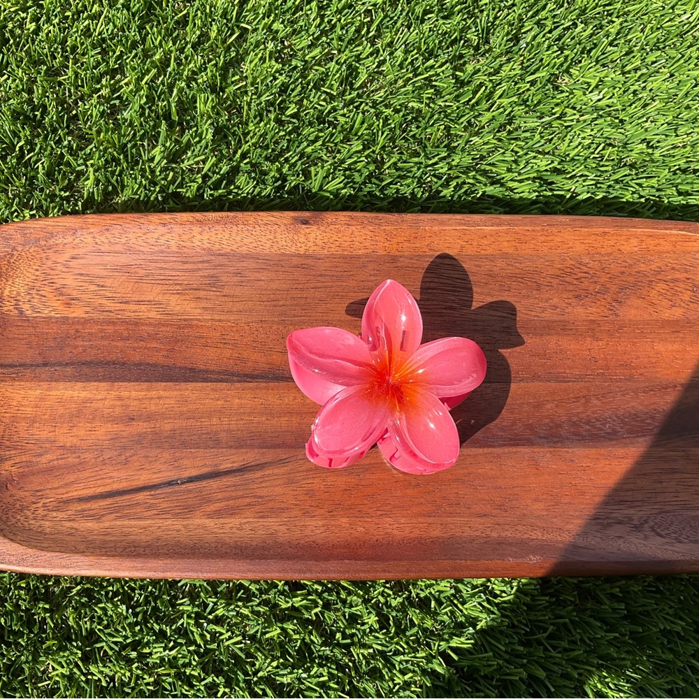 Dark Red/Orange Flower Hairclip